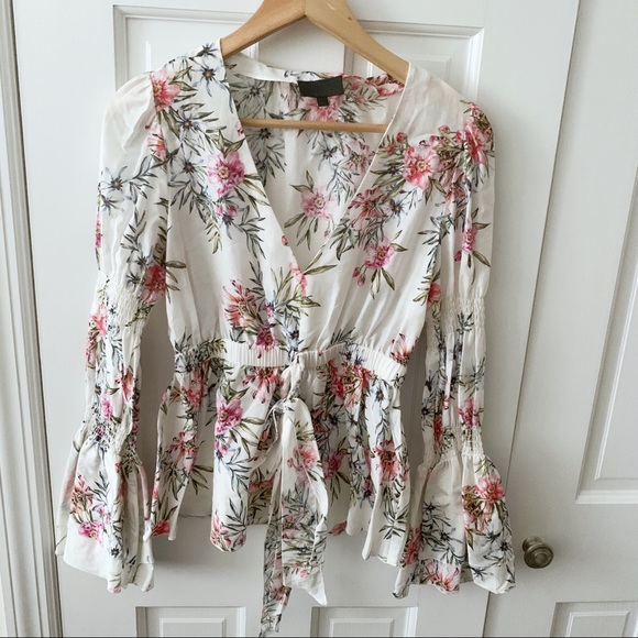 INTERMIX Rochelle Floral V-Neck Top - Picture 5 of 13